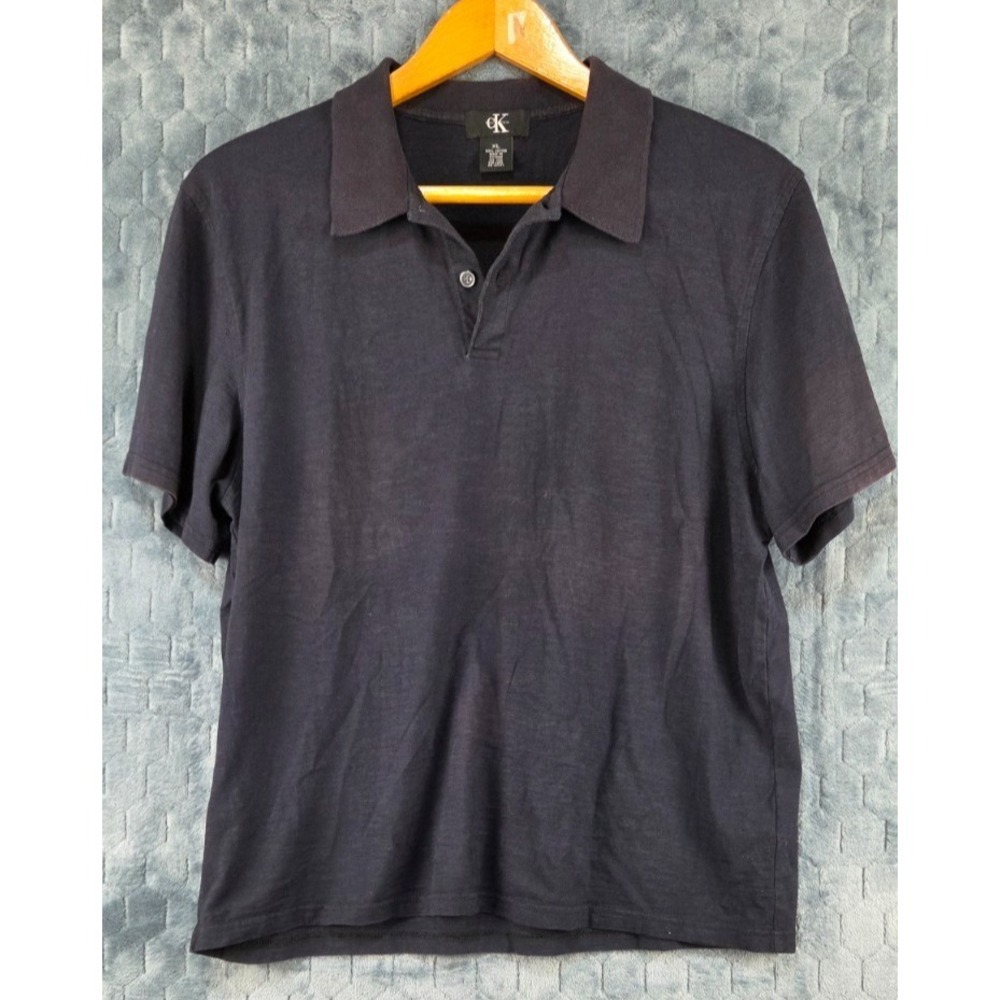 Calvin Klein Shirt Men's XL Black Polo‎ Short Sleeve Collared Casual Adult